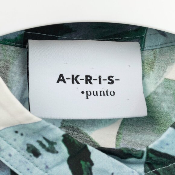 Akris Punto "Bleached Denim" Tropical Leaves-Print Cotton Poplin Shift Dress - Picture 10 of 12